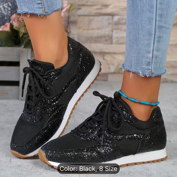 Shoes - Women's sparkly black trainers